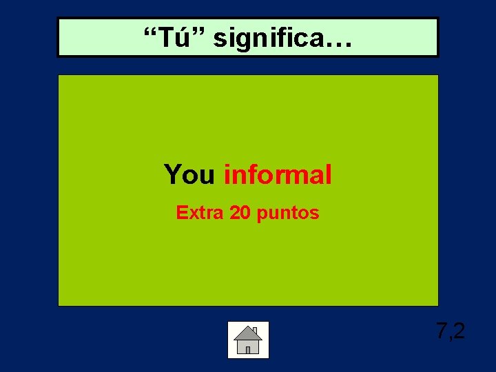 “Tú” significa… You informal Extra 20 puntos 7, 2 