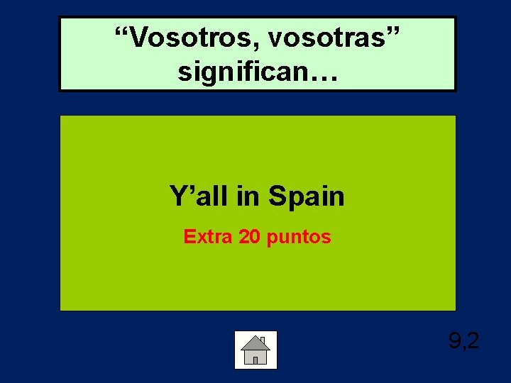 “Vosotros, vosotras” significan… Y’all in Spain Extra 20 puntos 9, 2 