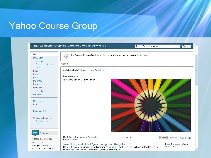 Yahoo Course Group Yahoo Course Group