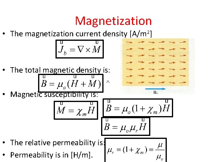Magnetization • The magnetization current density [A/m 2] • The total magnetic density is: