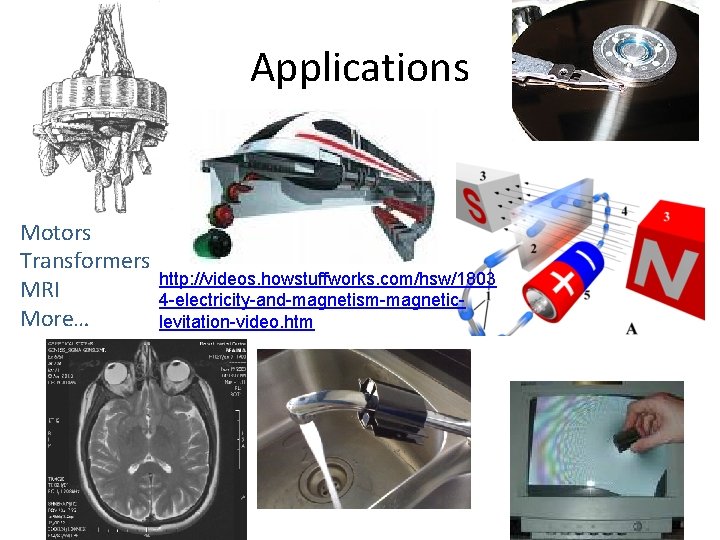 Applications Motors Transformers MRI More… http: //videos. howstuffworks. com/hsw/1803 4 -electricity-and-magnetism-magneticlevitation-video. htm 