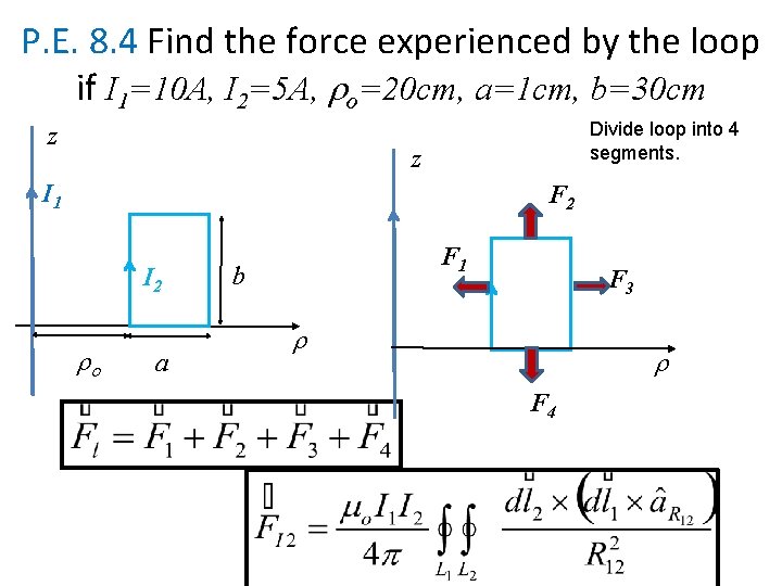 P. E. 8. 4 Find the force experienced by the loop if I 1=10