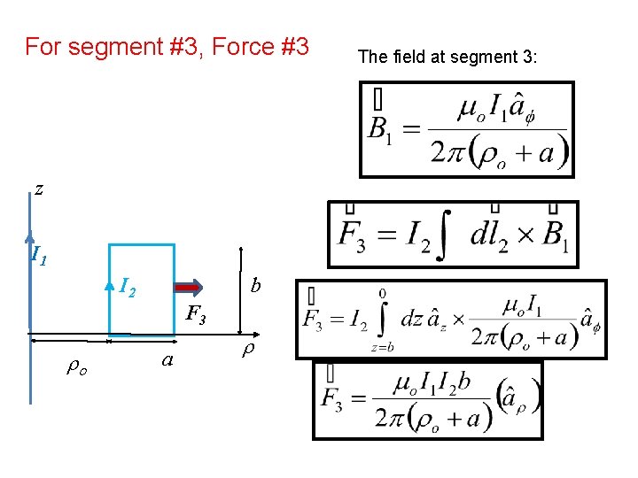 For segment #3, Force #3 z I 1 I 2 ro b F 3