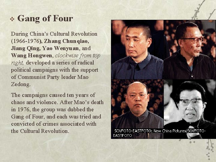 v Gang of Four During China’s Cultural Revolution (1966 -1976), Zhang Chunqiao, Jiang Qing,