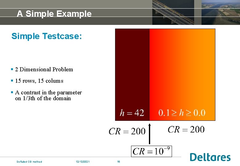 A Simple Example Simple Testcase: § 2 Dimensional Problem § 15 rows, 15 colums