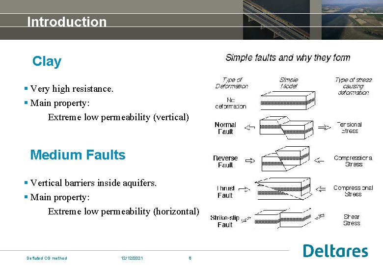 Introduction Clay § Very high resistance. § Main property: Extreme low permeability (vertical) Medium