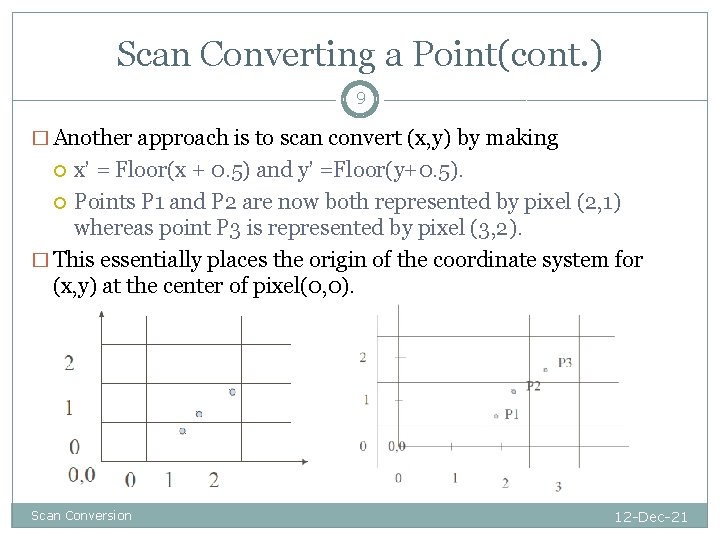 Scan Converting a Point(cont. ) 9 � Another approach is to scan convert (x,