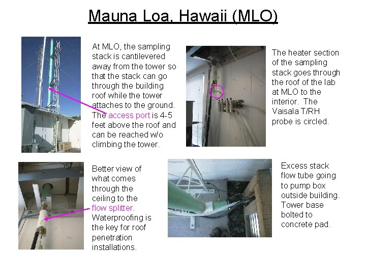 Mauna Loa, Hawaii (MLO) At MLO, the sampling stack is cantilevered away from the