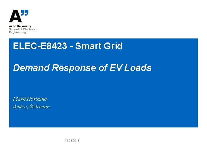 ELECE 8423 Smart Grid Demand Response of EV