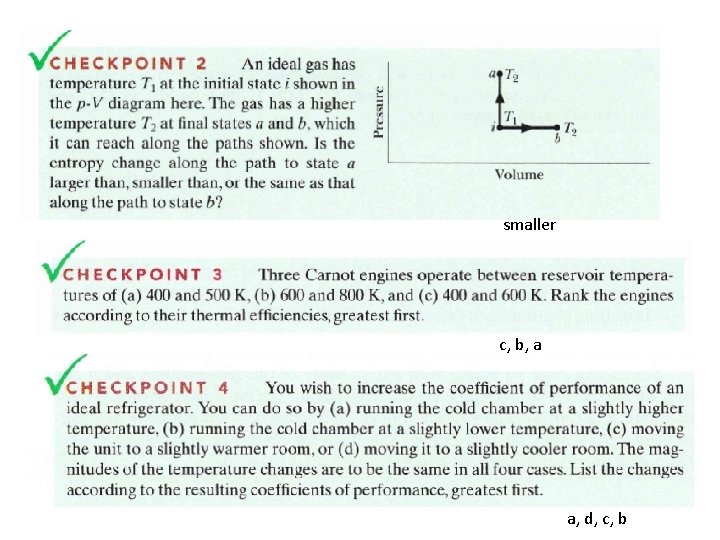 smaller c, b, a a, d, c, b 