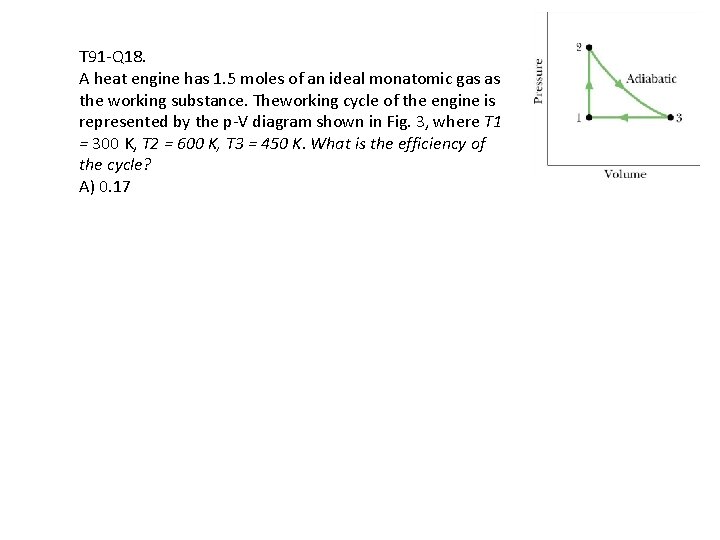 T 91 -Q 18. A heat engine has 1. 5 moles of an ideal