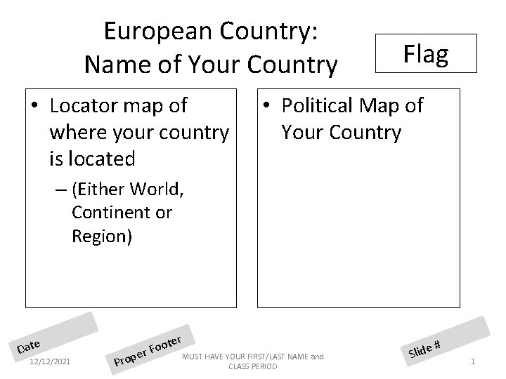 European Country: Name of Your Country • Locator map of where your country is