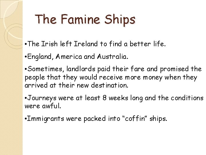 Why did Irish people leave Ireland on the