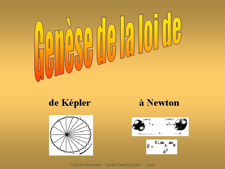 de Képler à Newton Club d’Astronomie - Lycée Saint Exupéry - Lyon 