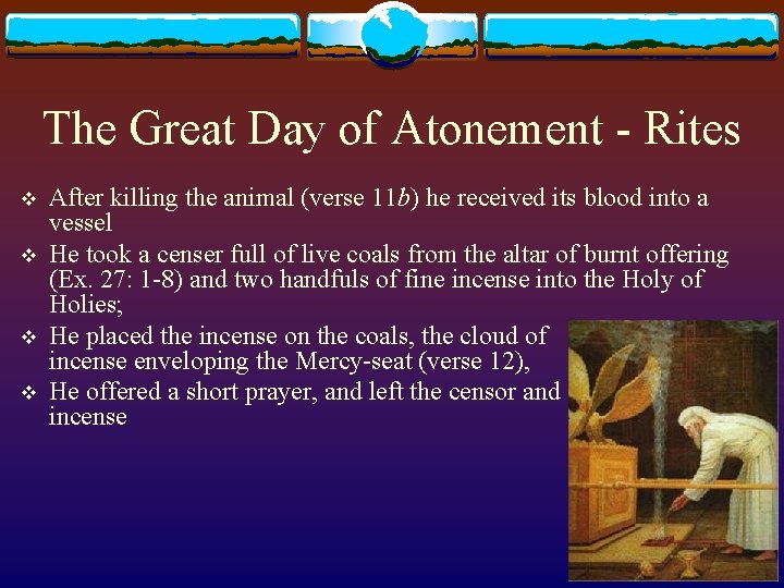 The Great Day of Atonement - Rites v v After killing the animal (verse