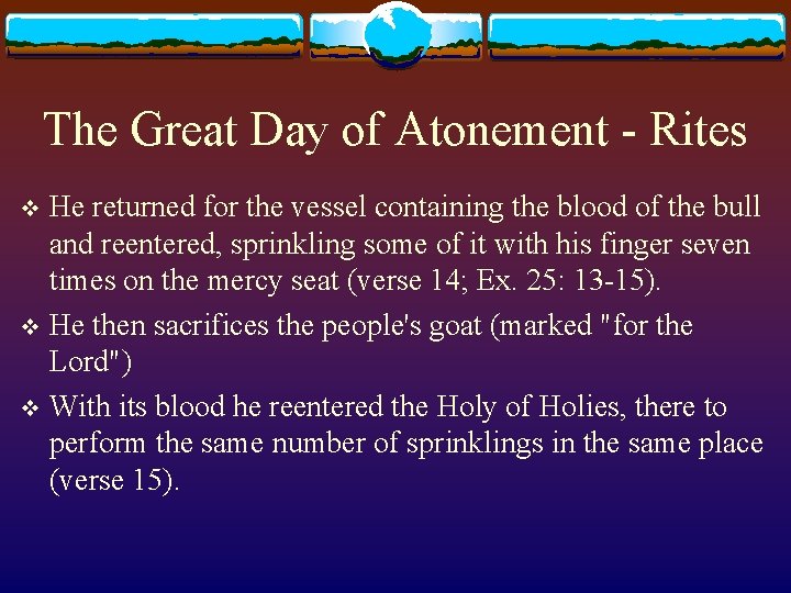 The Great Day of Atonement - Rites He returned for the vessel containing the