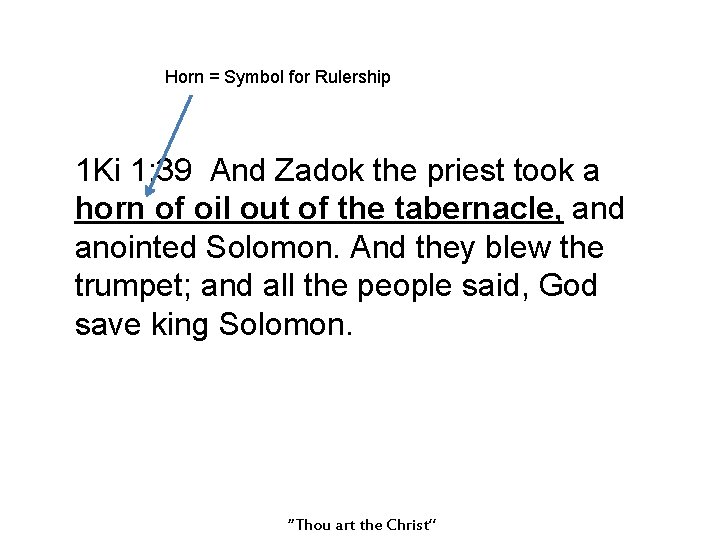 Horn = Symbol for Rulership 1 Ki 1: 39 And Zadok the priest took