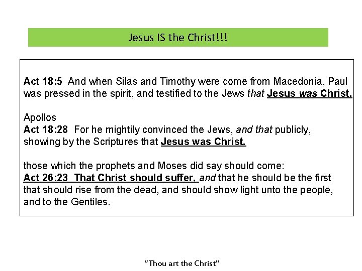 Jesus IS the Christ!!! Act 18: 5 And when Silas and Timothy were come