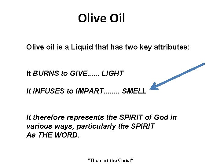 Olive Oil Olive oil is a Liquid that has two key attributes: It BURNS