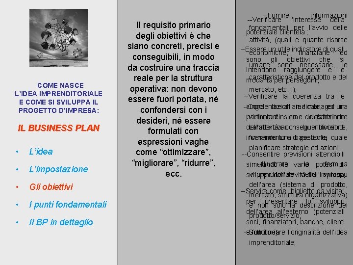 COME NASCE L’IDEA IMPRENDITORIALE E COME SI SVILUPPA IL PROGETTO D’IMPRESA: IL BUSINESS PLAN