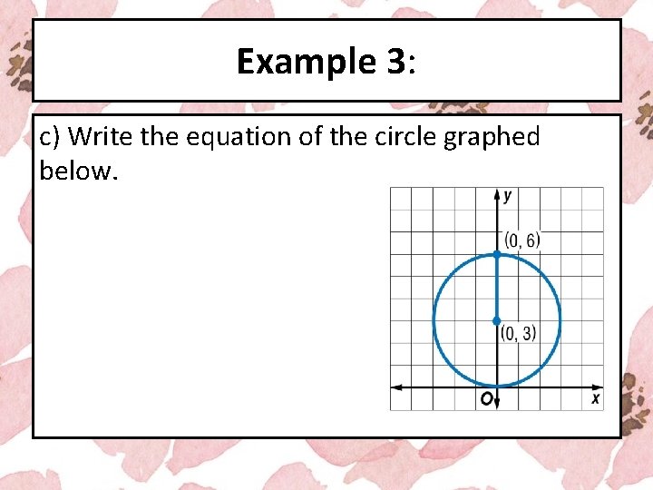 Example 3: c) Write the equation of the circle graphed below. 