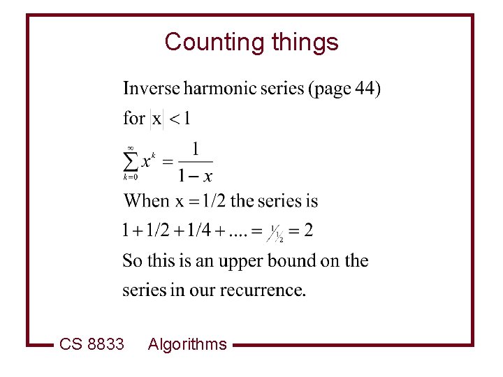 Counting things CS 8833 Algorithms 