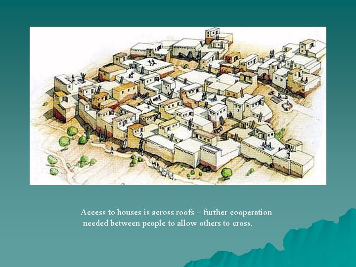 Access to houses is across roofs – further cooperation needed between people to allow