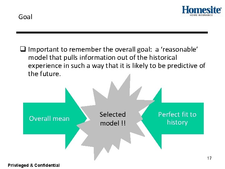 Goal q Important to remember the overall goal: a ‘reasonable’ model that pulls information