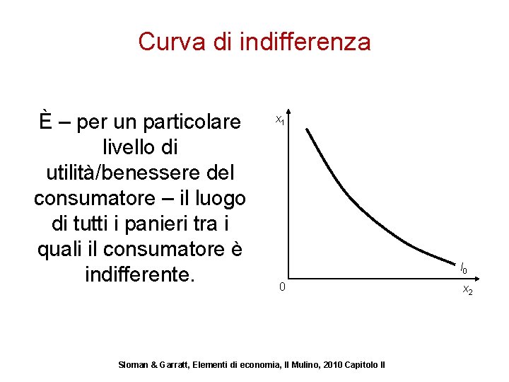 Curva di indifferenza È – per un particolare livello di utilità/benessere del consumatore –