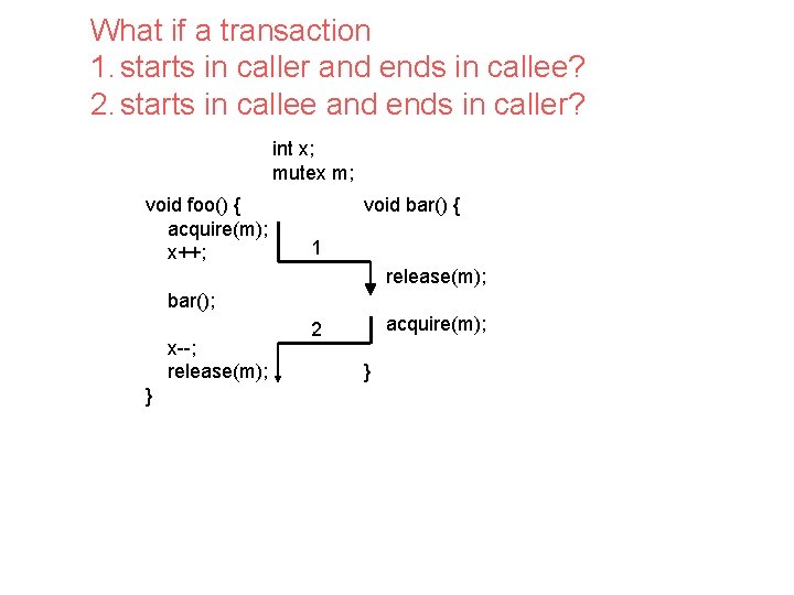 What if a transaction 1. starts in caller and ends in callee? 2. starts