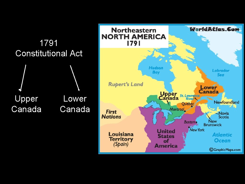 1791 Constitutional Act • Upper Canada Lower Canada 