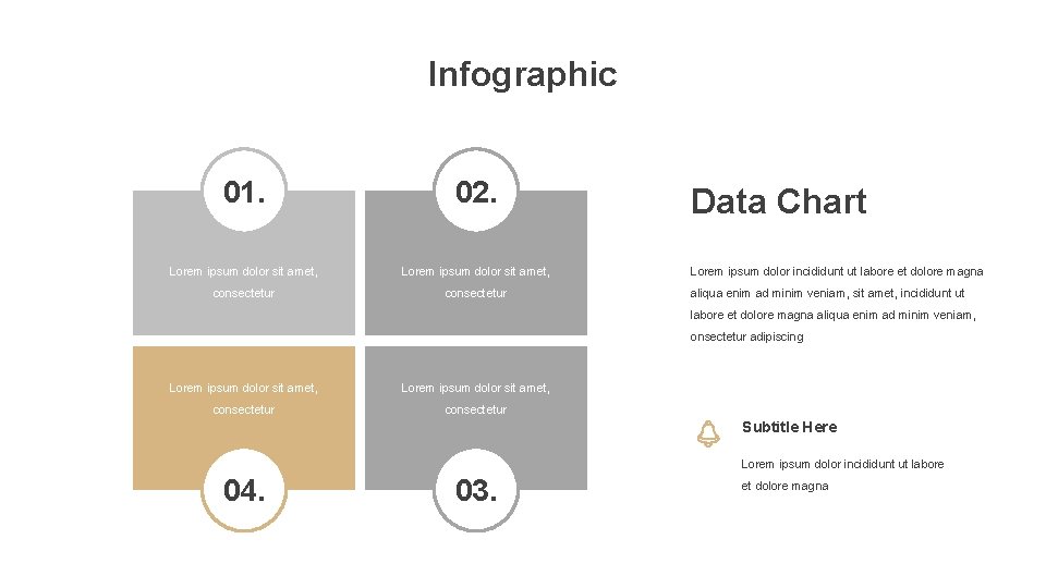 Infographic 01. 02. Lorem ipsum dolor sit amet, consectetur Data Chart Lorem ipsum dolor