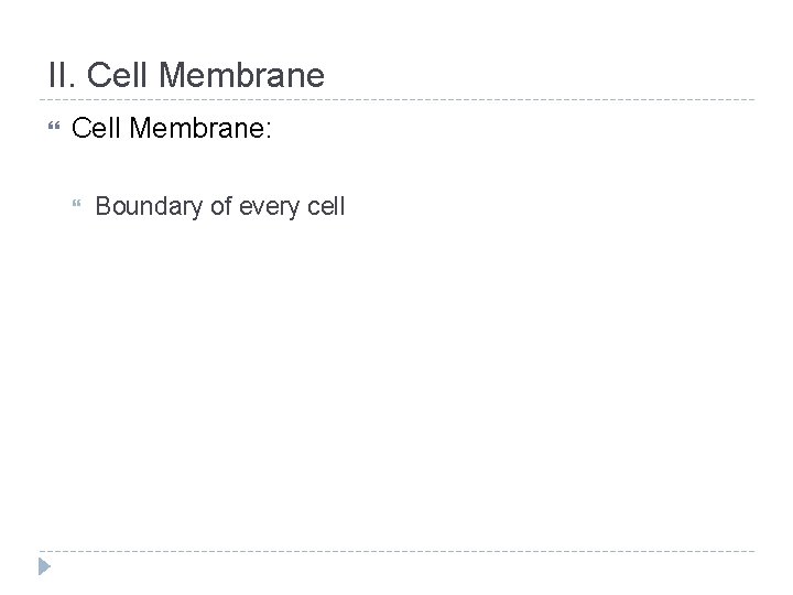 II. Cell Membrane: Boundary of every cell 