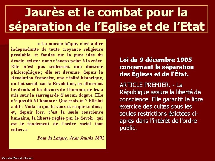 Jaurès et le combat pour la séparation de l’Eglise et de l’Etat « La