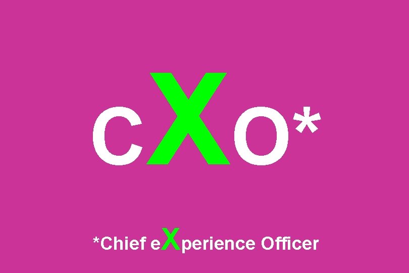 C XO* *Chief e Xperience Officer 