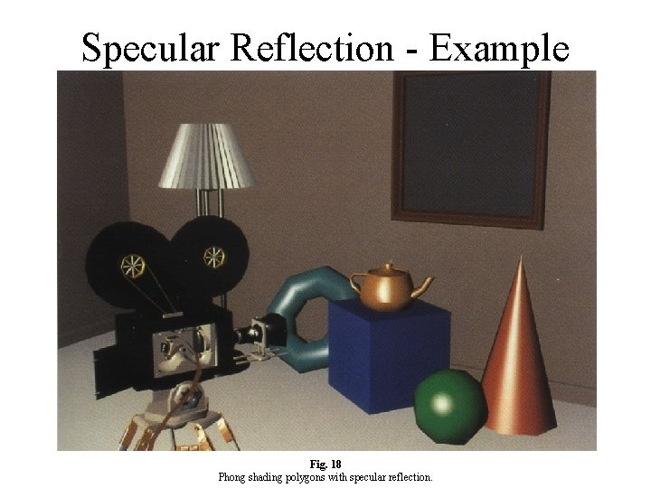 Specular Reflection - Example Fig. 18 Phong shading polygons with specular reflection. 