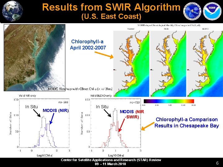 Results from SWIR Algorithm (U. S. East Coast) Chlorophyll-a April 2002 -2007 In Situ Results from SWIR Algorithm (U. S. East Coast) Chlorophyll-a April 2002 -2007 In Situ