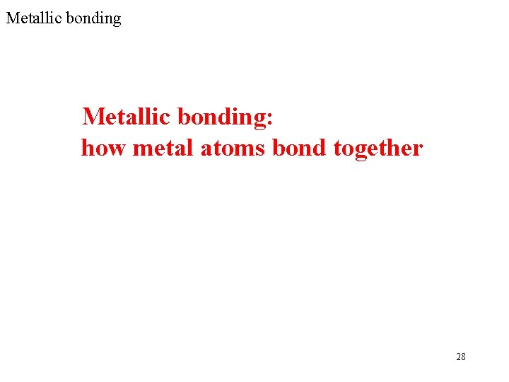 Metallic bonding: how metal atoms bond together 28 