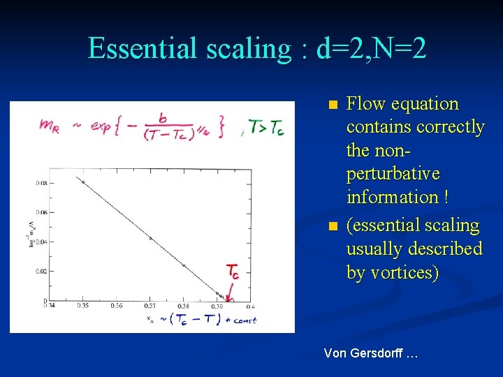 Essential scaling : d=2, N=2 n n Flow equation contains correctly the nonperturbative information