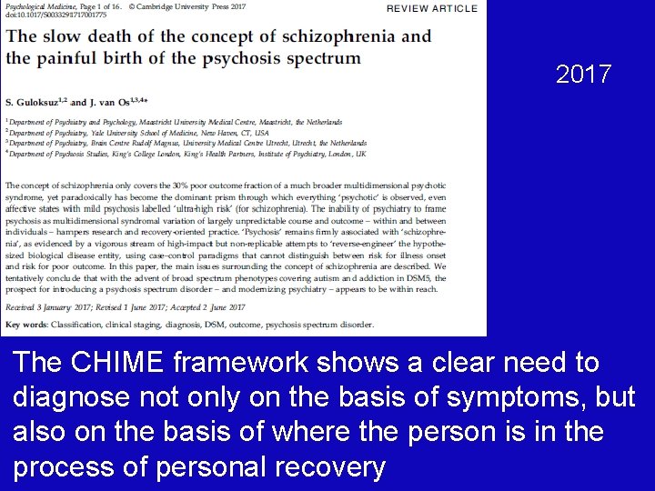 2017 The CHIME framework shows a clear need to diagnose not only on the 2017 The CHIME framework shows a clear need to diagnose not only on the