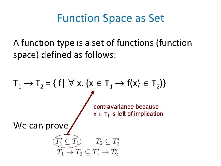 Function Space as Set A function type is a set of functions (function space)