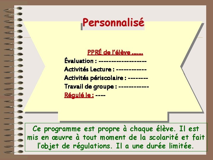 Personnalisé PPRÉ de l’élève ……. Évaluation : ---------Activités Lecture : ------Activités périscolaire : -------Travail