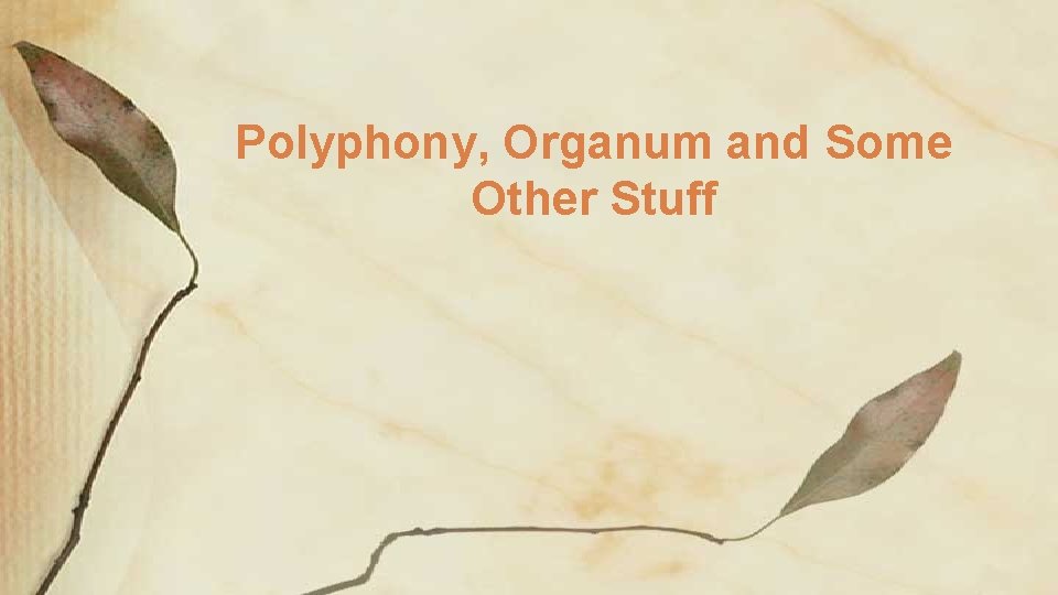 Polyphony, Organum and Some Other Stuff 