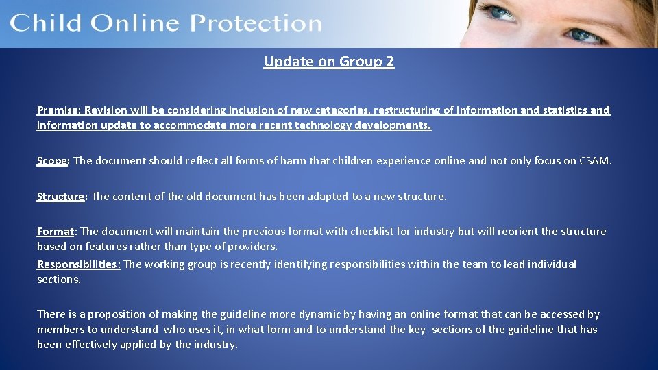 Update on Group 2 Premise: Revision will be considering inclusion of new categories, restructuring