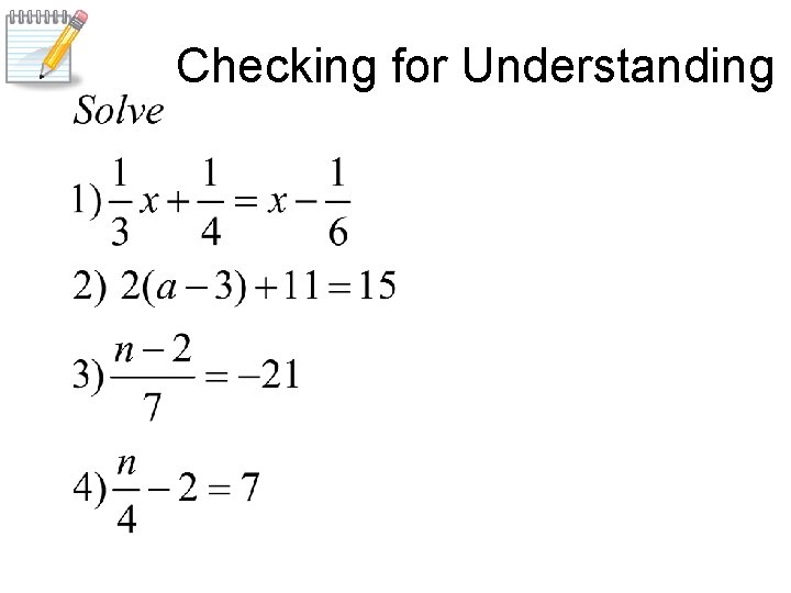 Checking for Understanding 