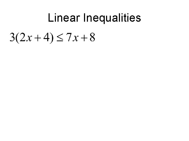 Linear Inequalities 