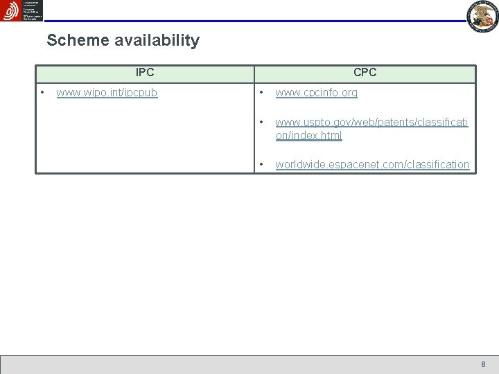 Scheme availability IPC • www. wipo. int/ipcpub CPC • www. cpcinfo. org • www.