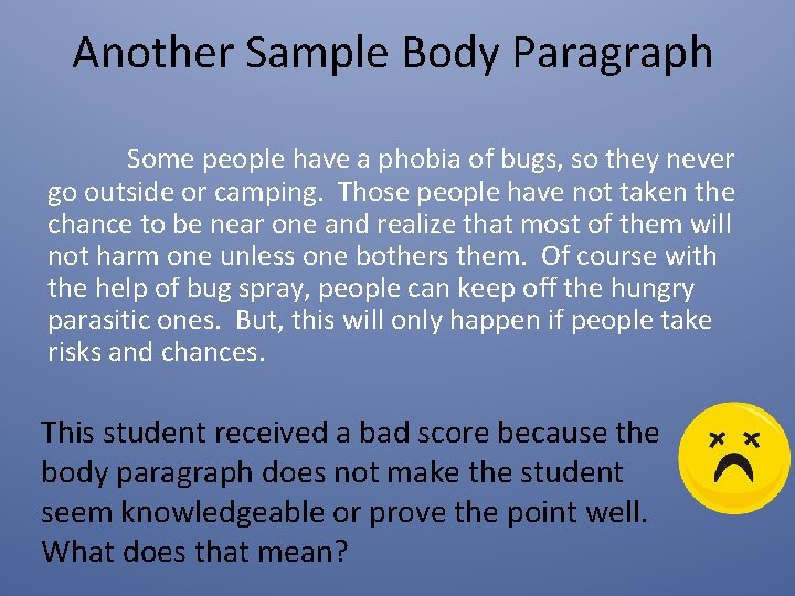 Another Sample Body Paragraph Some people have a phobia of bugs, so they never