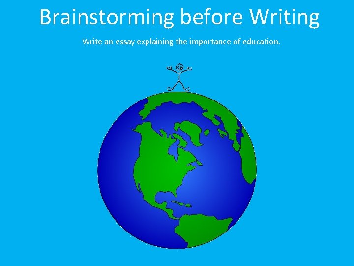 Brainstorming before Writing Write an essay explaining the importance of education. 