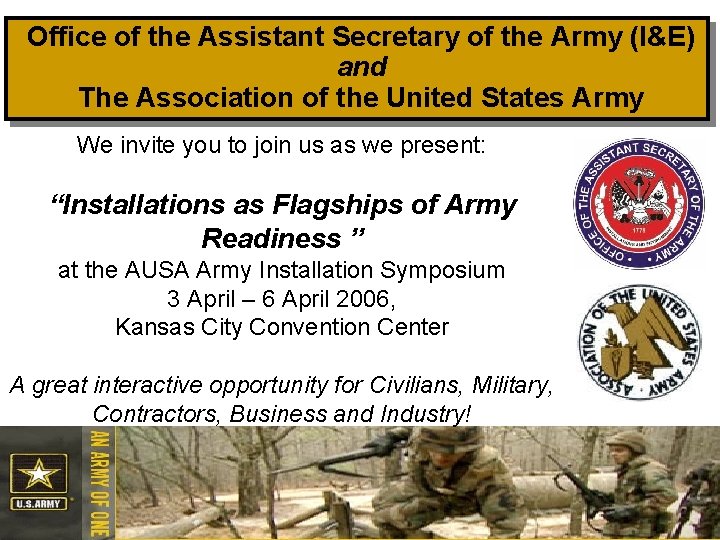 Office of the Assistant Secretary of the Army (I&E) and The Association of the